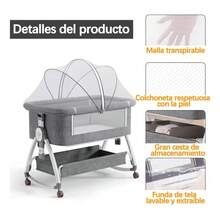 Cuna Plegable Con Mosquitero Y Colchón - Gris - Ver 8