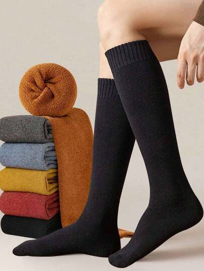 Calcetines largos y gruesos para mujer, versátiles y adecuados para otoño e invierno, cálidos, suaves y cómodos, para uso casual en otoño e invierno