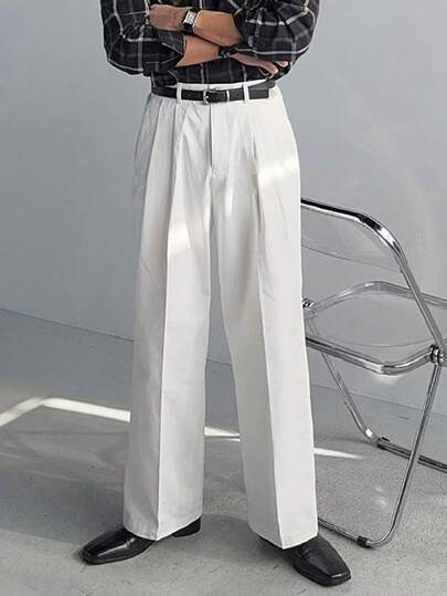 Men Casual Business Solid Color Straight-Leg Pants, Soft And Draping, Suitable For Vacation, Business, And Casual Wear, Fall