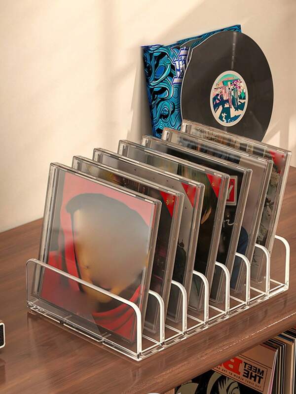 1 suport acrilic pentru CD/DVD/discuri de vinil, suport pentru depozitarea discurilor de album