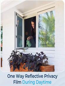 One Way Window Privacy Film, Window Tint For Home, Sun Blocking UV Heat Blocker, See Out Not In Reflective Mirror Film, Removable Static Cling Glass Door Coverings, Silve - White - View 9