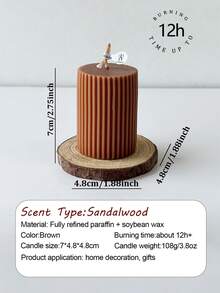 Brown Vertical Striped Tapered Cylindrical Scented Candle, European-Style Home Decor Foyer Accent, Wedding Favor Candle, Suitable For Rooms, Dining Tables And All Corners Of The Home, Ideal For Christmas Gatherings, Birthday Celebrations, Romantic Weddings And Elegant Dinners, Expressions Of Love On Valentine's Day, Heartfelt Anniversaries, And Gifts For Mothers.