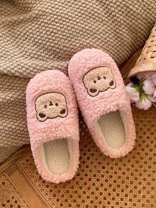 Lindas y cálidas pantuflas de felpa antideslizantes para adolescentes, niños y niñas, pantuflas para interiores, otoño/invierno