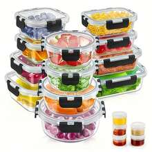 24pcs (12 Lids 12 Containers) Glass Food Storage Containers, With Lids, Ideal For Meal Prep, Kitchen Storage, Lunch Use, Leak Proof, Sealed Glass Lunch Box, Suitable For Microwave, Oven, Fridge And Dishwasher, Local Warehouse - Hộp đen 24 chiếc (12 hộp + 12 nắp) - Xem 6