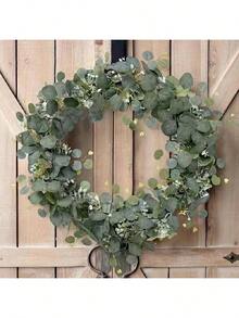 1 pièce/2 pièces/4 pièces Couronne d'eucalyptus, 1 paquet de 5,7 pi de guirlande de feuilles d'eucalyptus artificielles mélangées, couronne verte à suspendre, plantes pour centre de table de salle à manger de style ferme, manteau de cheminée, arche de mariage, décoration de Noël, décoration de chambre, décoration de maison, décoration de cuisine, décoration de mariage, centre de table, décoration de bureau, décoration de jardin, décoration extérieure - Vert - Voir 4