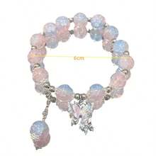 Forest-Style Fresh Butterfly Beaded Bracelet - Christmas Gifts , The 3D Butterfly Design Symbolizes Companionship And Is Universally Compatible With All Skin Tones And Decorations. - 粉色 - 查看 7