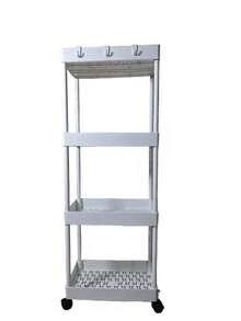 **Carrito Organizador de 4 Niveles con Ruedas y Ganchos – 90cm Altura |   Plástico duradero |   Para Baño, Cocina o Sala,negro  o blanco |   Hecho en México* - Blanco - Ver 3