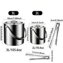 2 件套不锈钢冰桶和冰夹套装，70/105 盎司双层隔热不锈钢冰桶，冰块储存容器，适用于酒吧、派对和露营