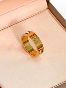 2 件/套 18K 镀金 316L 不锈钢四叶草手链和戒指首饰套装，适合女性日常佩戴，经典欧美花卉设计，镶嵌方晶锆石，大方奢华的休闲金饰，婚礼首饰套装，送给女孩、女士、母亲、亲戚、朋友的礼物，美丽的婚礼、生日、母亲节、女朋友、情人节 - 金色 - 查看 6