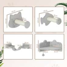 PawHut4 Piece Cat Wall Shelves Wall-Mounted Tree With Platforms Light Grey - Light Grey - View 5