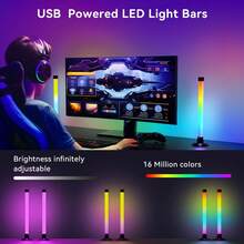 2 Pieces / 1 Set Of RGB Light Strips, Intelligent LED Room Light Strips, 8 Scene Modes And 16 Million Colors, Adjustable For Three Control Methods, Dynamic Music Synchronization Mode, PC Game Lighting, USB Backlight - 2 Pieces / 1 Set - View 4