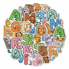 52pcs Animal & Alphabet Graffiti Stickers, Decorative Stationery, Personalized Water Bottle, DIY Letter Spelling Stickers