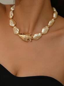 1件时尚优雅的几何多色树脂花卉图案串珠项链，适合优雅女士搭配任何服饰，四季皆宜 - 彩色 - 查看 2