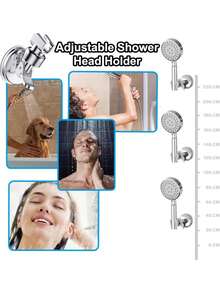 1pc Adjustable Shower Head Holder, Bathroom Suction Cup Handheld Shower Head Bracket, Punch-Free With Multiple Gear Positions, Universal Showerhead Mount,Removable Wall Mounted Suction Bracket,Self-Adhesive Shower Head Holder. - Multicolor - View 4