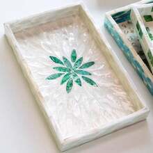 1pc INS - Style Shell - Inlaid Decorative Tray, Colorful Patchwork Square Shape, Hand - Inlaid. Suitable For Decorating Living Room Coffee Tables, Dining Room Dining Tables And Daily Clutter Storage. It Can Also Be Used As A Holiday Gift And For Party Dining Table Decoration. - Nhiều màu - Xem 9