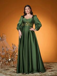 Mgiacy,New Arrival,Elegant,Plus Size Ball Dress,Ruffle,Sequin,Perspective,Lantern Sleeve,FOR,Prom Wedding,Graduation,Wedding Guest,Party Dress,Wedding Guest Dress, Evening Dress