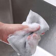 4 PIEZAS/8 PIEZAS/12 PIEZAS Esponja de limpieza de cocina de alta densidad de seda plateada, esponja mágica de fregado, cepillo de fregado de doble cara, esponja universal abrasiva para lavar platos