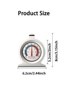 1Pc Refrigerator Thermometer Stainless Steel, Bimetal Freezer Thermometer With Dual Sensor, Precision Temperature Gauge For Fridge, Wine Cooler, Food Storage, 304 Stainless Steel Waterproof, Kitchen Essential For Home, Restaurant Use