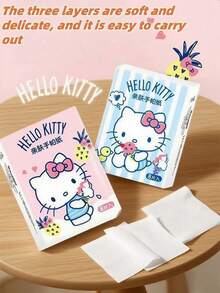 Sanrio Souvenir 1 Pack Sanrio Hello Kitty Printed Tissue | Natural Wood Pulp | Toilet Paper, Toilet Paper Easy To Carry When You Go Out, 18 Packs Random Portable Skin-Friendly Cartoon Cute Handkerchief Paper, Dinner Paper White Paper Thickened Facial Tissue