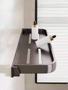 1pc Aluminum Alloy Bathroom Storage Rack, Foldable, Rust-Proof And Punch-Free Shower Rack, Space-Saving Bathroom Organizer, Toilet Organizer Storage Rack, Sink Cosmetic Storage Rack, Kitchen Storage Rack, Wall-Mounted Tissue Box, Suitable For Bathroom, Sink, Kitchen, Bathroom Accessories