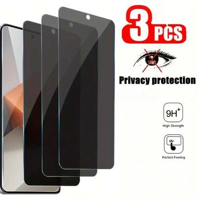 3 PCS Anti-Spy Privacy Screen Tempered Glass For Redmi 13 Note 10 12T Note 12 A2/A1 Note 9T Note 9T 12 A3x Note 9 Pro Screen Protection Essentials, Applicable To Daily Shield, Office, Home Privacy Screen Protector Phone Screen Protector Phone Accessories Waterproof Shockproof Anti-Fall Scratch Resistant