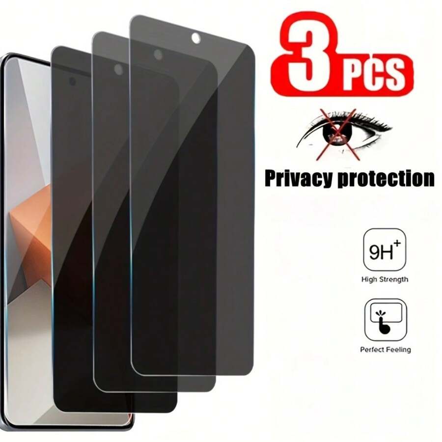 3 件装防窥隐私屏幕钢化玻璃适用于 Redmi 13 Note 10 12T Note 12 A2/A1 Note 9T Note 9T 12 A3x Note 9 Pro 屏幕保护必需品，适用于日常防护、办公室、家庭隐私屏幕保护膜手机屏幕保护膜手机配件防水防震防摔防刮