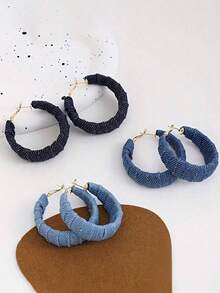 [Luxurious Earrings] Luxurious Anti Allergic Large Circle Earrings | Fashionable And Classic Denim Circle Earrings, Birthday Gifts, Valentine's Day Gifts, Suitable For Daily Wear And Parties, Exquisite Gifts - 彩色 - 查看 1