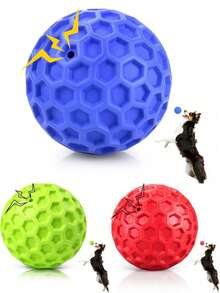 1PC Indestructible Squeaky Dog Ball, Relieves Anxiety, Cleans Teeth, Interactive Chew Toy For Aggressive Chewers, Dog Toy For Large Breeds, Outdoor Waterproof - Multicolor - View 1