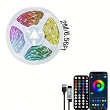 1pc 1-20M LED Strip Light, Bluetooth Smart App Control Music Sync Color Changing, RGB LED Strip With Remote, 44-Key Remote And App Controlled Smart LED Light Strips, RGB Color Changing Music Sync LED Rope Lights, Bedroom Smart Rope Lights, Suitable For Bedroom, Room, Home Decor, Party Holiday LED Lights, Living Room, Christmas Party, Wedding Decoration