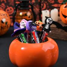 20pcs Halloween Mini Multicolor Ballpoint Pens, 1 Pack 4-Inch 1 Cute Halloween Round Pen, Pumpkin Witch Weird Skeleton Pens Suitable For Halloween Party, Trick Or Treat Filler, Birthday Gift - Multicolor - View 3