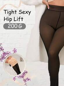 Woman Thermal Tights Sexy Translucent Fleece Pantyhose Slim Winter Warm Thick Velvet Stockings Female Streetwear Tights - Da đen trong suốt - Xem 4