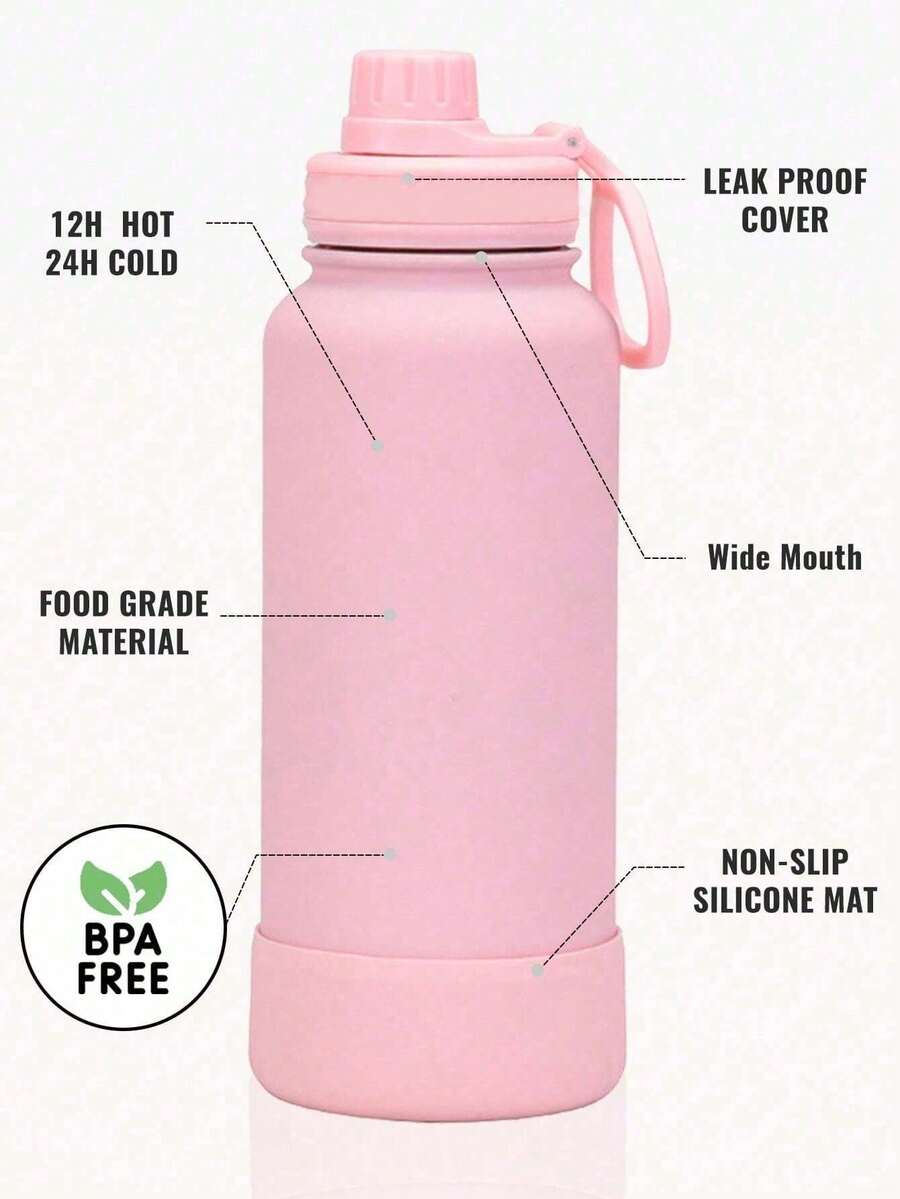 1pc 32oz Stainless Steel Insulated Water Bottle, Leak-Proof Double Wall Vacuum Cup, Ideal For Outdoor Activities, Thermal Drink Holder, Bottle