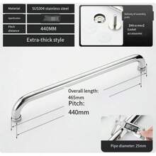 2 Stück 46cm Duschtürgriffe, Duschglastürgriffe Rücken an Rücken, kompatibel mit dickem Glas, geeignet für rahmenlose Duschtüren, Büro, Chrom-Finish, aus Edelstahl 304