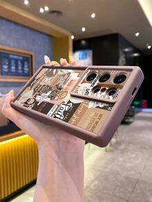 1pc Minimalist Jesus God Bless Cross Bible Pattern Brown Matte Anti-Drop Camera Protective Standard Phone Case Compatible With IPhone 16/16e, Redmi, Infinix, Vivo - Brown - View 6