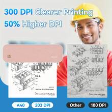 PeriPage A40 Wireless Thermal Printer - No Ink Needed, Print On A4 And Multi-Size Roll/Folded Paper, For Docs/Labels/Photos, Works With Smartphone & Computer - Rosa - Ver 9