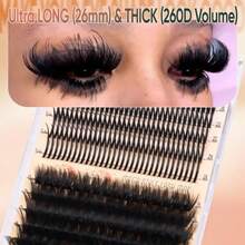 Las Clusters Wit Bottom Lases Spike Long 26mm Las Clusters Wit Spikes 260D Volume Eyelas Clusters DIY Cluster Eyelas Extensions Mega Style Indidual Bottom Lases Extension By - màu đen - Xem 6