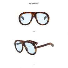 1 Pc/Set, Stylish Oversized Sunglasses, Unisex Personalized High-End Sunglasses Multiple Colors Available Perfect For Daily Dates, Commuting, Street Style Outfits, Or As A Gift Includes A Glasses Case - 豆腐框配藍色鏡片 - 查看 3
