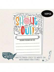 5/25/50张邀请卡、感谢卡和奖品卡，尺寸为15.2x10.2厘米/6x4英寸，适用于教师、员工、办公室职员和工作场所公告栏。 - 彩色 - 查看 2