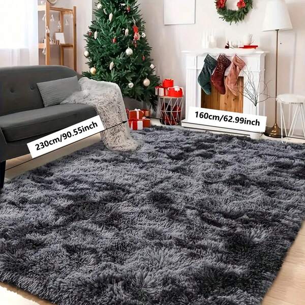 1 pezzo Tappeto di lusso in peluche a pelo lungo - Rettangolare in poliestere shaggy, non sfilacciante, con spugna spessa migliorata, solo lavaggio a secco, tappeto in pelliccia lunga dall'atmosfera natalizia, adatto per soggiorno, camera da letto, sotto il tavolino da caffè, sala giochi - Tessuto morbido e delicato sulla pelle