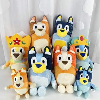 1 pieza Muñeca de peluche del personaje Bluey con lazo colgante - Lindos muñecos de Bluey, Bingo, Bandit y Chilli, posables y de peluche suave, disponibles en dos tamaños, regalo perfecto para niños, accesorio para mochila, recuerdo de fiesta de cumpleaños, decoración de habitación infantil, coleccionable de dibujos animados australianos