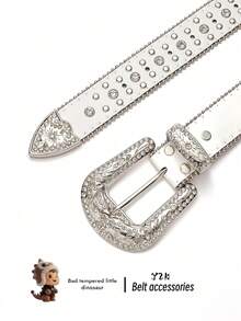 Luxurious Rhinestone Cross Metal Alloy Waist Belt, Unisex Punk Style Fashion Waist Belt, Cowboy Clothing Accessory - Multicolor - View 7
