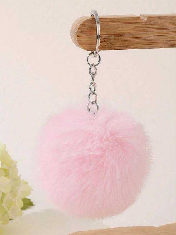 Soft Artificial Rabbit Fur Pom-Poms With Elastic Loop - Mixed Colors For Hats, Keychains, Scarves, Bags - Christmas, Halloween & Graduation Decorations, Scarf Accessories, Hat Embellishments, Versatile Accessories, Playful Design, Fluffy Texture, Best For Christmas 1pc Unisex Solid Color Pompom Keychain, Cute Pompom Decor, Suitable As A Gift For Friends And Family Halloween Accessories Teachers Day