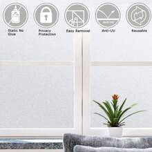 Película de Privacidad para Ventanas (45x400CM), Película Decorativa para Vidrio, Película de Vidrio Esmerilado, Privacidad de Vinilo para Ventanas, Adhesivo Estático Sin Pegamento, Resistente a los Rayos UV - 1 - Ver 6