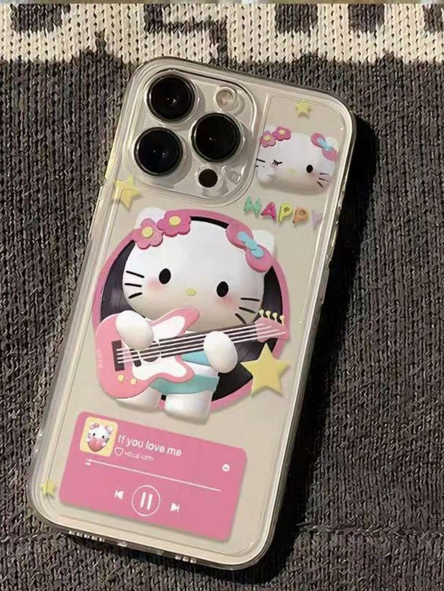 Sanrio Etui na telefon Sanrio Hello Kitty Bowknot KT Cat z przezroczystym bąbelkiem, odporne na wstrząsy, kompatybilne z telefonami Apple, styl, wodoodporny, odporny na upadki i zarysowania