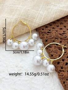 1 Paar minimalistische, kreative, übertriebene Creolen mit Kunstperle für Frauen, vielseitig einsetzbare, elegante Luxus-Ohrringe für den Sommer
