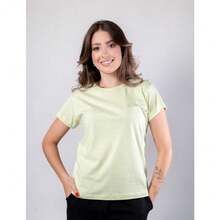 Kit 2 Women's Blouses Baby Look Basic T-Shirt 100% Premium Cotton Plain T-Shirt Traditional High Summer - 奶油黃-粉紅色 - 查看 3