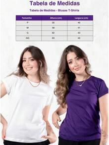 Kit 2 Women's Blouses Baby Look Basic T-Shirt 100% Premium Cotton Plain T-Shirt Traditional High Summer - 粉紅柿子 - 查看 4