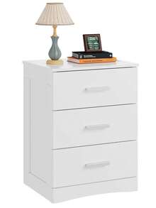 Night Stand, Wood Nightstand With 3 Storage Drawers, Bed Side Table For Bedroom, Living Room, Dorm, Modern Minimalist Bedside Table - 白色 - 查看 6