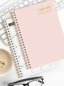 BUBU 1 件 2026-2027 年每周和每月计划笔记本，螺旋装订每日计划学术预约簿，适用于家庭、学校和办公室的生产力组织者，A5 尺寸，返校用品 - 粉色 - 查看 5