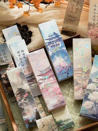 30Sheets/Box Simpl Fashionable Bookmarks Literary Retro Style Good Looking Cute Read Marked Cards Student Chinese Style General Small Gifts Daily Paper
